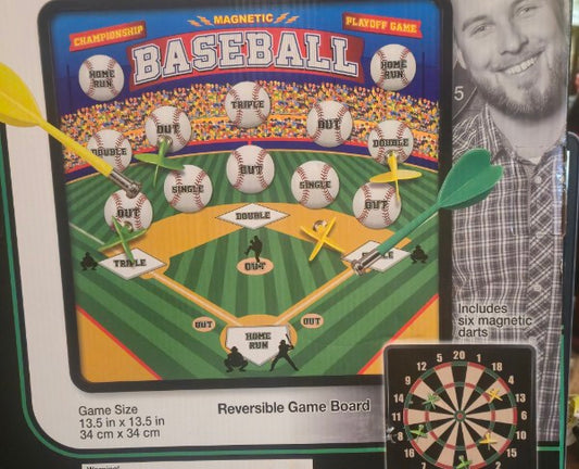 2-in-1 Reversible Magnetic Dartboard Game Set - Traditional Darts & Baseball New