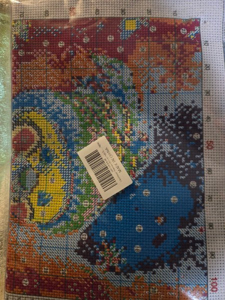 Christmas Stamped Cross Stitch Kit Cute Snowman Winter Holiday Craft Brand New