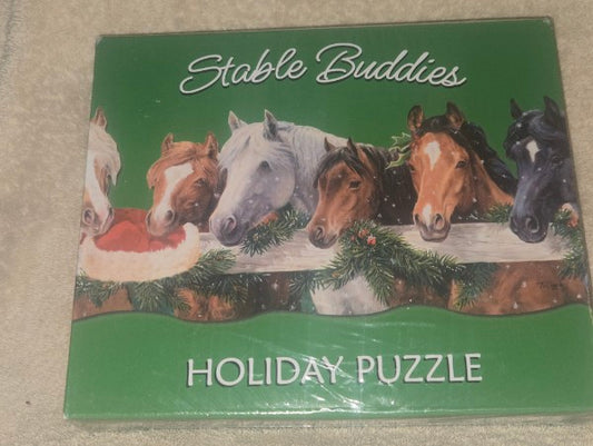 Share Stable Buddies Horse Holiday Jigsaw Puzzle 1000 Piece Linda Picken Panoramic NEW