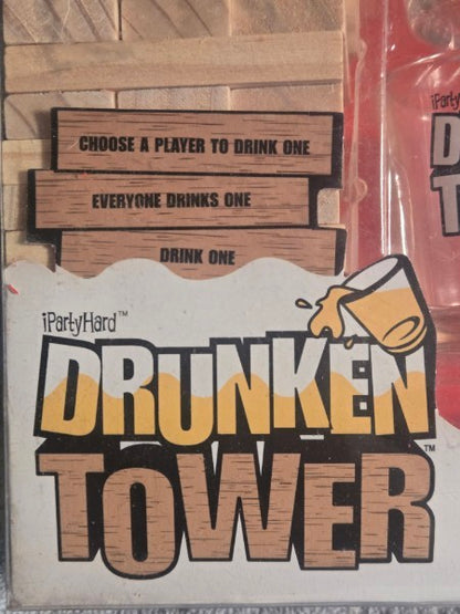 ICUP Drunken Tower Drinking Game - New In Box - 4 Shot Glasses 60 Wood Blocks