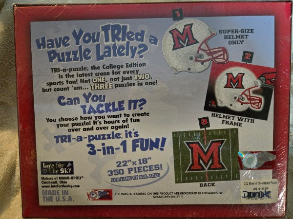 Miami University RedHawks 3 in 1 TRI-a-puzzle Jigsaw Puzzle 350 Pc Late For The Sky Factory Sealed