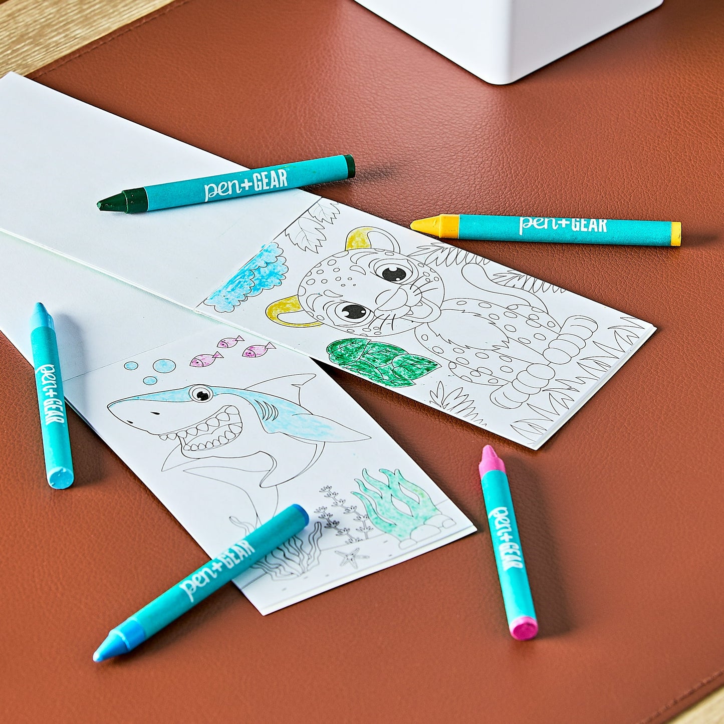 Pen+Gear 12 Mini Coloring Books With Crayons & Stickers Jungle & Ocean Animals