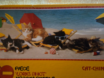 Vintage 1999 Ceaco Cat-Ching Rays 700 Piece Jigsaw Puzzle Sealed Cats Beach