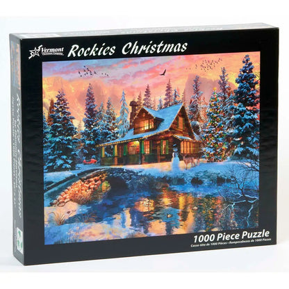 Vermont Christmas Company Rockies Christmas 1000 Piece Puzzle Lake Snowman DEer New Sealed