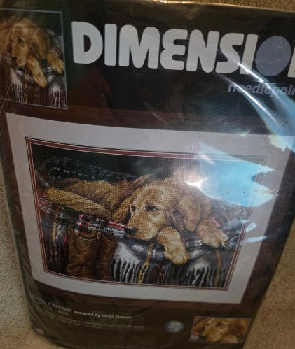 Dimensions 20005 Loyal Friend Needlepoint Kit Sealed Golden Retriever Dog 2002