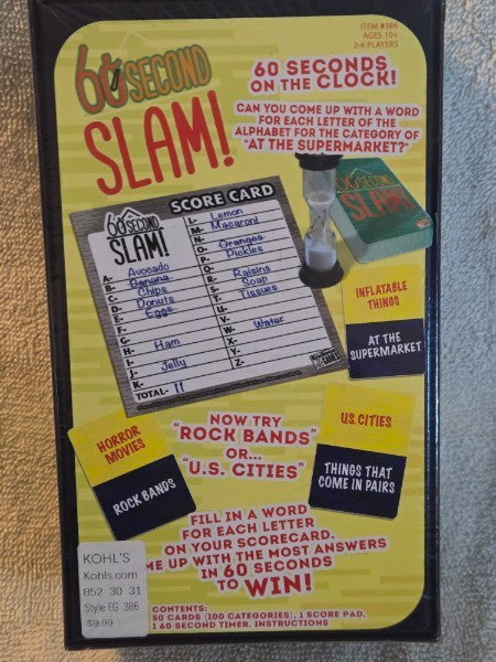 Share 60 Second Slam! Word Category Party Game Factory Sealed New Endless Games 2020