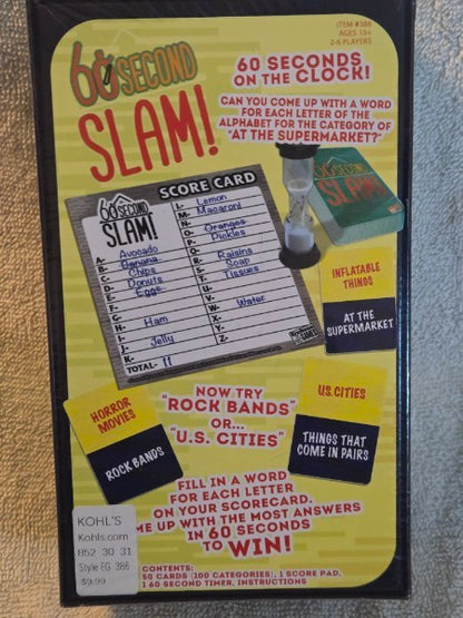Share 60 Second Slam! Word Category Party Game Factory Sealed New Endless Games 2020