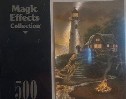 ROSE ART COTTAGE BY THE SEA MAGIC EFFECTS COLLECTION 500 PC PUZZLE BY RICHARD BURNS