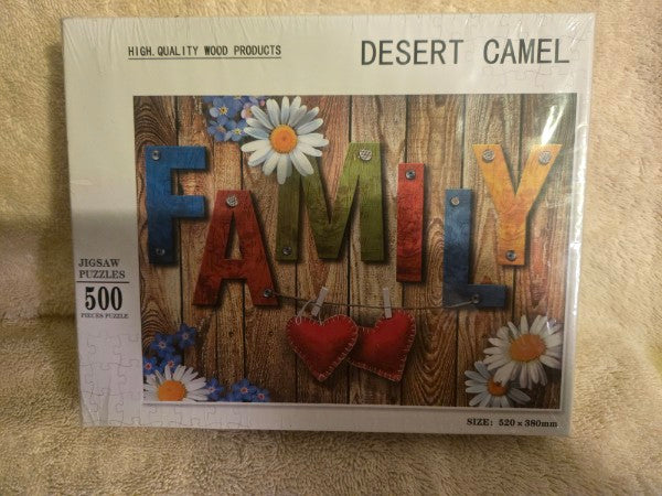 Share Desert Camel "Family" 500-Piece Wooden Jigsaw Puzzle New Sealed - Daisy