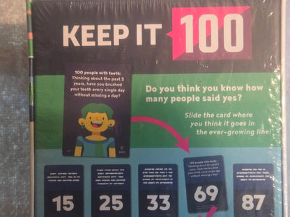 Keep It 100: The Game of Surprising Surveys by Cut - Adult Party Card Game NEW