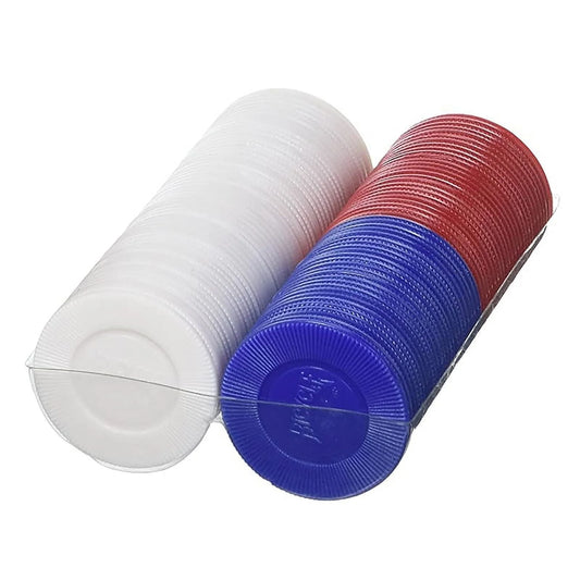 3 BOXES BICYCLE POKER CHIPS. 100 PER BOX 300 TOTAL RED, WHITE AND BLUE NEW