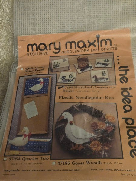 Vintage Mary Maxim Marshland Coasters & Holder Kit 47184 SEALED Ducks NOS
