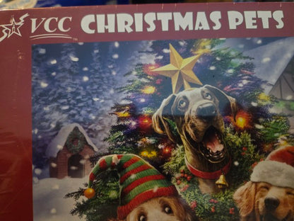 Vermont Christmas Company Christmas Pets 550 Pc Jigsaw Puzzle Dogs Cats Sealed