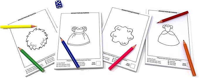 Monsters & Fairies -Draw Your Own Monsters & Fairies Game {Roll And Write Games} new sealed