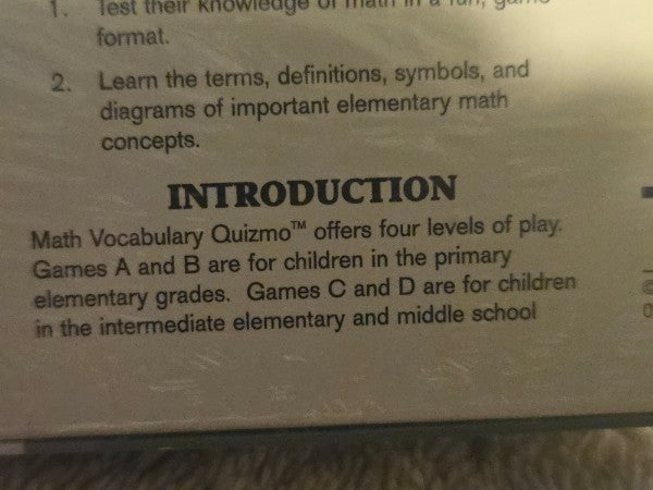 Quizmo Math Vocabulary Educational Bingo Game New Sealed World Class Materials