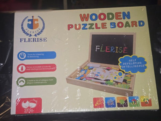FLERISE Wooden Puzzle Board Magnetic Educational Toy Kids Activity Drawing New
