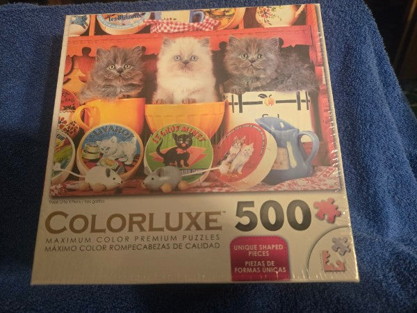 Three Little Kittens Colorluxe 500 Piece Jigsaw Puzzle - New & Sealed Super Cute