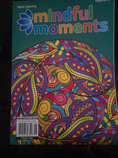 Adult Coloring Book Mindful Moments Volume 8: Stress Relief, Mindfulness, Mandalas, Nature [BRAND NEW/LIKE NEW]