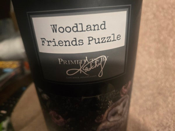 Primitive By Kathy - Woodland Friends 500 Piece Puzzle Owl , Flowers Mushrooms.