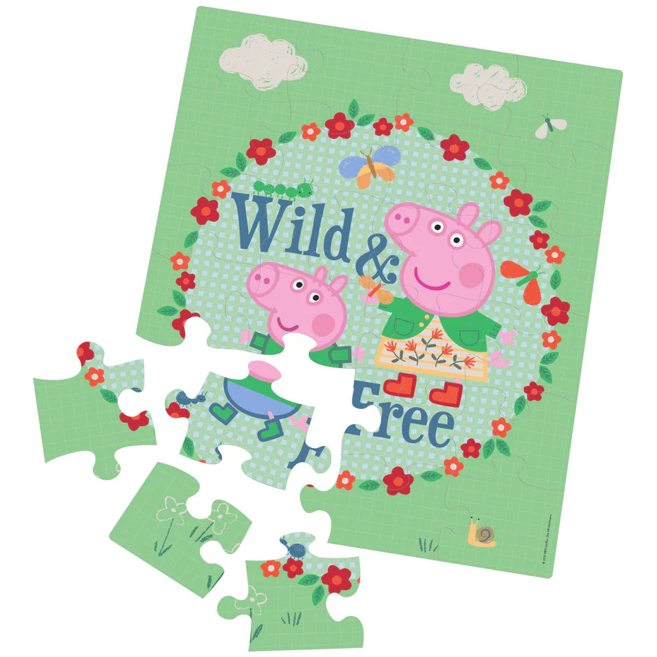 WILD AND FREE PEPPA PIG 48 PIECE PUZZLE IN COLLECTORS MINI METAL (TIN) LUNCH BOX NEW FACTORY SEALED