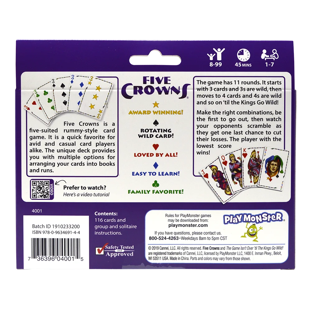 five crowns the five suited rummy style card game -isnt over til the kings go wild new sealed