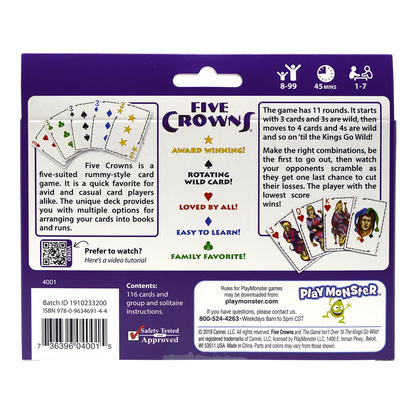 five crowns the five suited rummy style card game -isnt over til the kings go wild new sealed