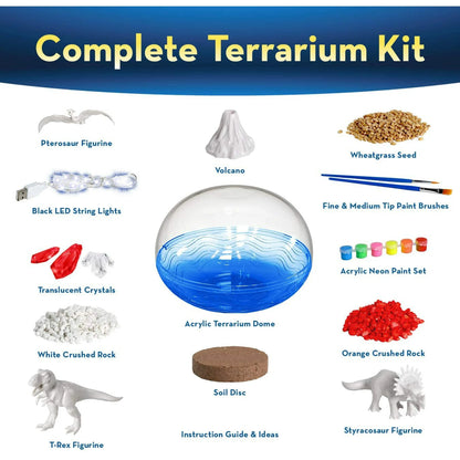 BRYTE Dino Island Terrarium Kit Kids Grow Science STEM Toy LED Light New