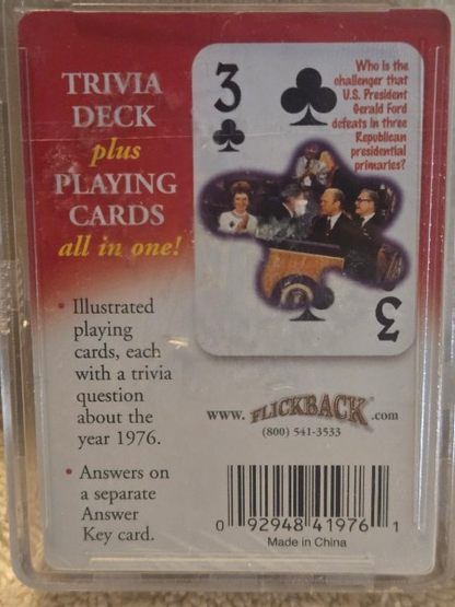 Share 1976 Trivia Challenge Playing Cards – Flickback Regulation 54-Card Deck NEW SEALED