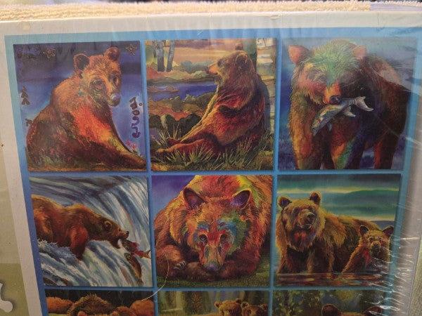 Bits & Pieces 1000 Pc Jigsaw Puzzle Grizzly Bear Quilt Art Nancy Cawdrey Sealed