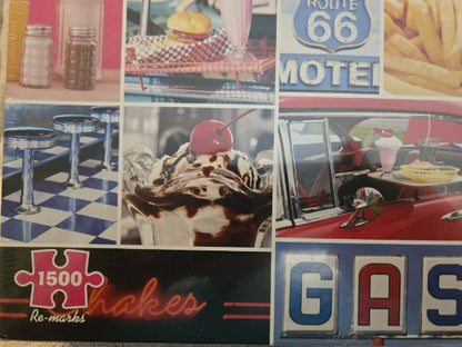 Re-marks Route 66 Jigsaw Puzzle 1500 Piece Americana Diner Collage Sealed New