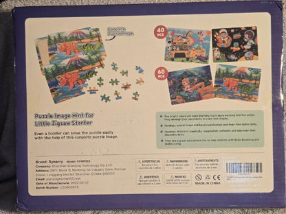 Synarry Wooden Jigsaw Puzzle Set - 4 Pack (Dinosaurs, Space, Animals, Mermaid