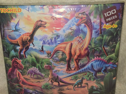TOCHILD Dinosaur Jigsaw Puzzle for Kids 100 Piece New Sealed Ages 4+ T-Rex 15x11