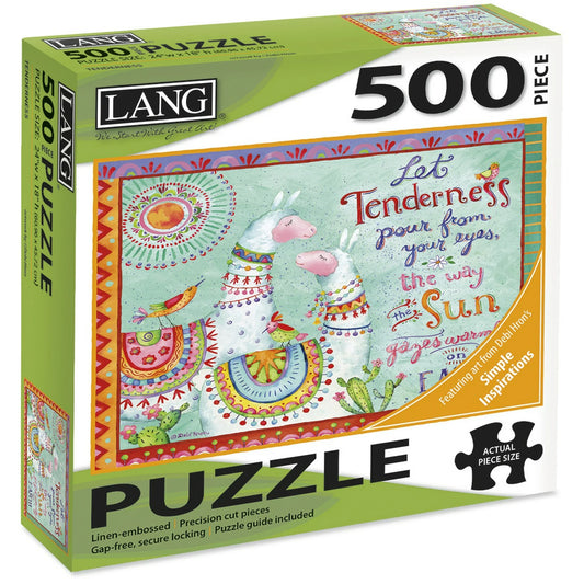Share Lang 500 Pc Puzzle Tenderness Quote Puzzle With Cute Colorful Llamas New Sealed