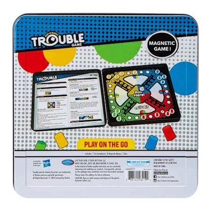 MAGNETIC ON THE GO POP O MATIC TROUBLE GAME IN METAL TIN  NEW
