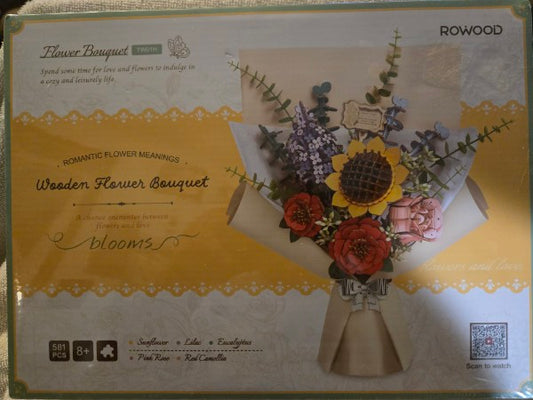 Rowood Wooden Flower Bouquet 3D Puzzle Kit TW01H Robotime 581 Pcs Sealed