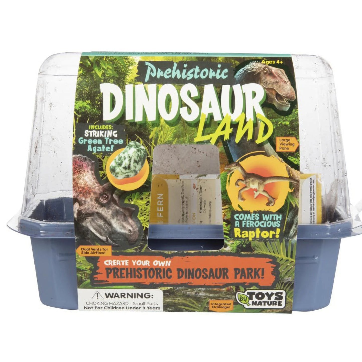 Toys by Nature Prehistoric Dinosaur Land Indoor Gardening Kit Fern Agate Raptor