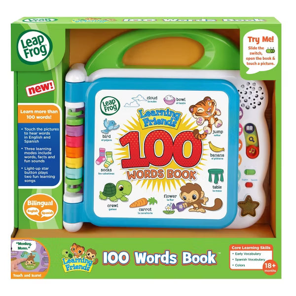 LeapFrog Learning Friends 100 Words Book Bilingual Engl Spanish Interactive Toy