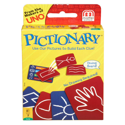 PICTIONARY CARD GAME NO DRAWING REQUIRED MATTEL GAMES.(MAKERS OF UNO) NEW!