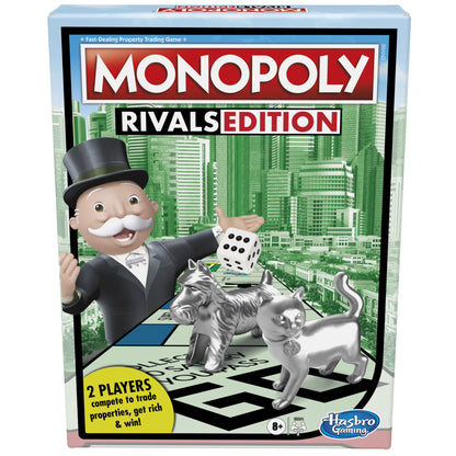 Hasbro monopoly rivals edition 2 player game of trading properties 8+ new sealed