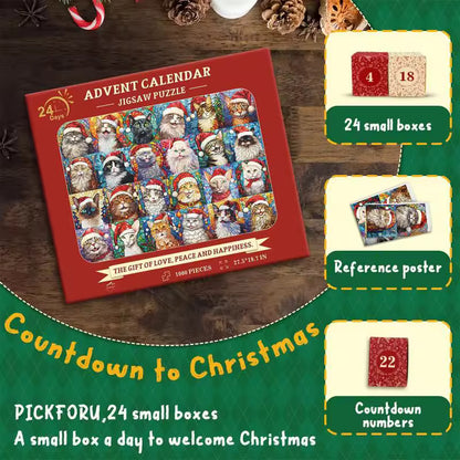 Pickforu 24-Day Christmas Cat Advent Calendar Jigsaw Puzzle new sealed