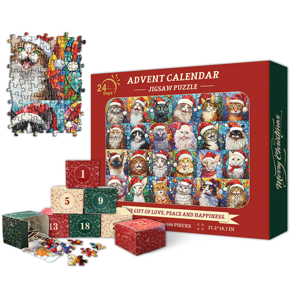 Pickforu 24-Day Christmas Cat Advent Calendar Jigsaw Puzzle new sealed