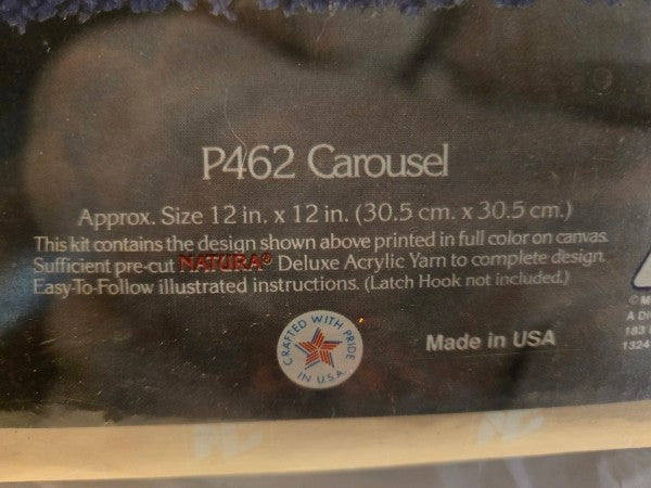 Vintage National Yarn Crafts Carousel Latch Hook Kit (P462) new sealed