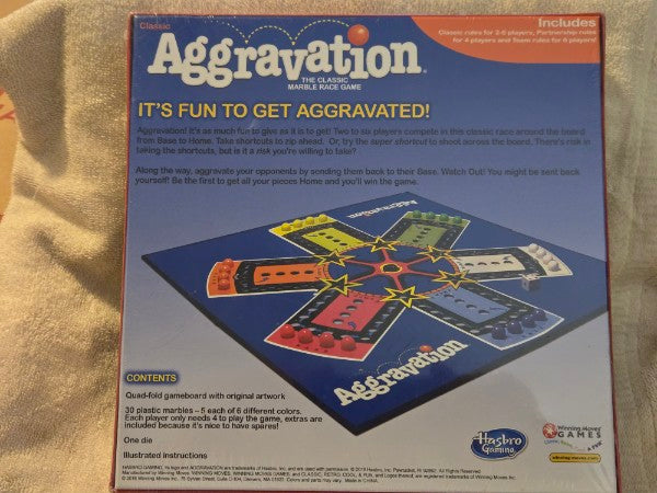 2018 Aggravation Board Game Classic Marble Race Winning Moves Hasbro New Sealed