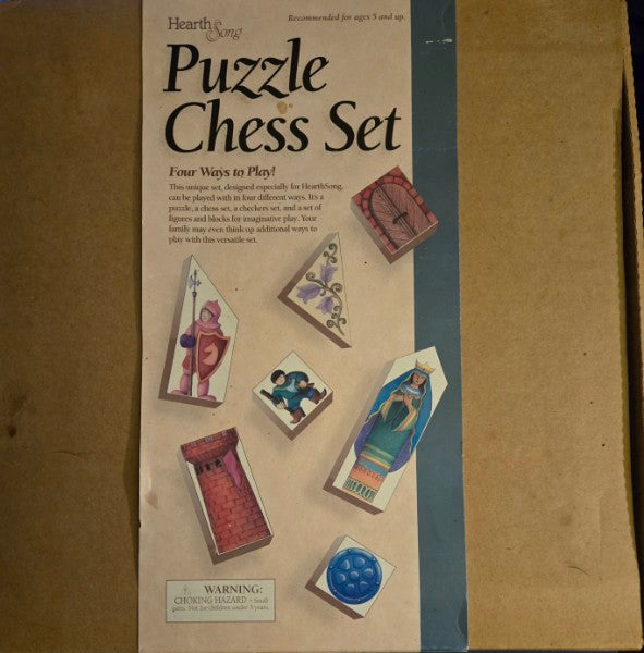 HearthSong Wooden Chess Checkers Jigsaw Puzzle Game Set 1998 NEW SEALED Rare HTF