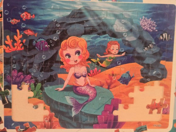 Synarry Wooden Jigsaw Puzzle Set - 4 Pack (Dinosaurs, Space, Animals, Mermaid