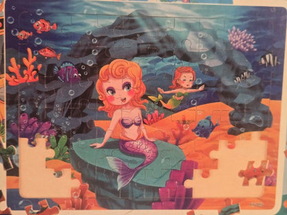 Synarry Wooden Jigsaw Puzzle Set - 4 Pack (Dinosaurs, Space, Animals, Mermaid
