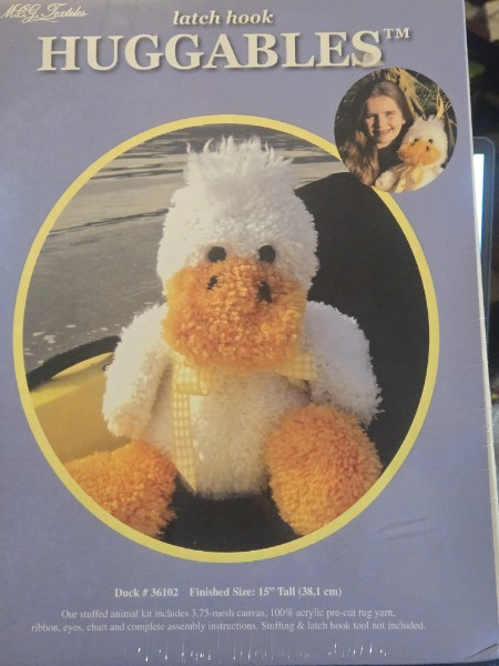 RARE Vtg MCG Textiles Latch Hook HUGGABLES DUCK Kit 36102 NEW Sealed 15" Plush