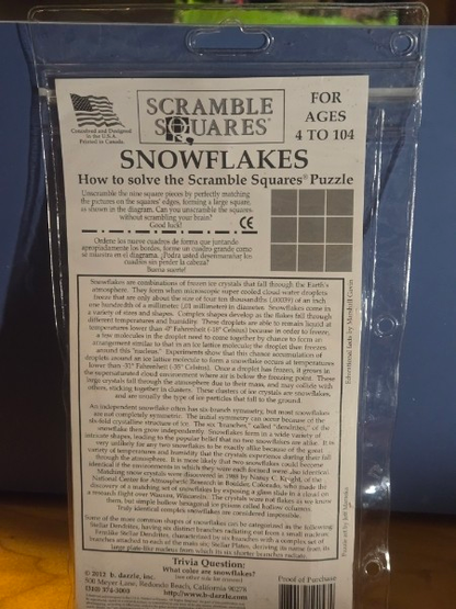 SNOWFLAKES - Scramble Squares Perhaps the worlds most challenging 9-piece brainteaser puzzles 1998 new sealed (Copy)