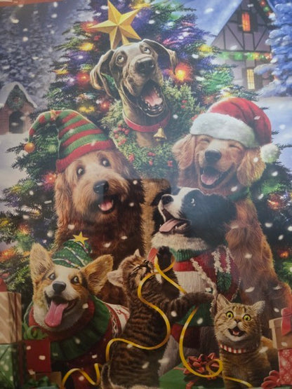 Vermont Christmas Company Christmas Pets 550 Pc Jigsaw Puzzle Dogs Cats Sealed