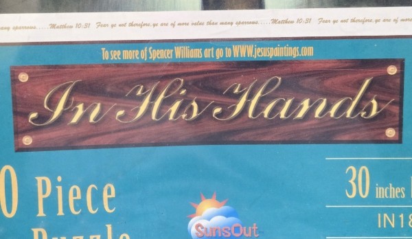 SUNSOUT IN HIS HANDS 1000 PC PUZZLE BIRDS EATING IN JESUS HANDS MATHEW 10:31 NEW SEALED